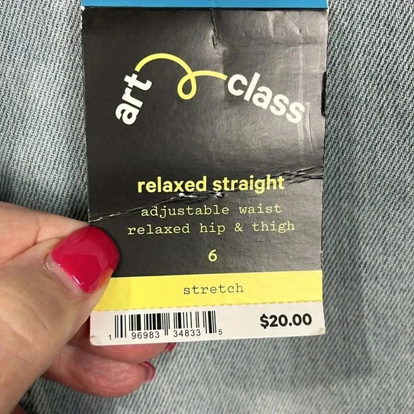 Art Class Boys Jeans 6 Light Wash Relaxed Straight Fit Adj Waist Pockets NWT - Picture 5 of 9